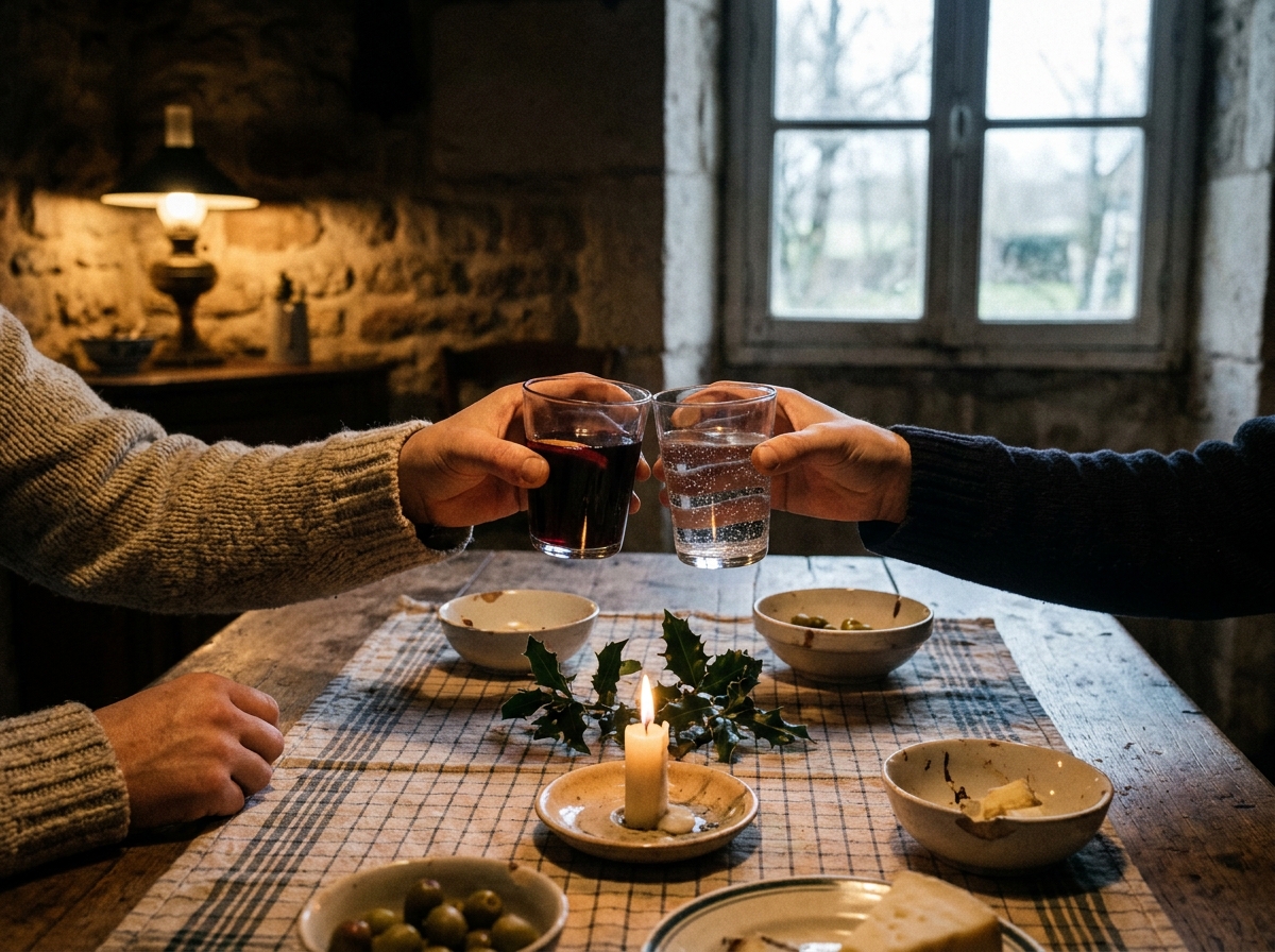 Apéro convivial de fin d'année dans un gîte ou salle associative française