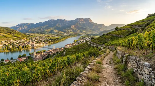 Mauves, départ au pied des vignes