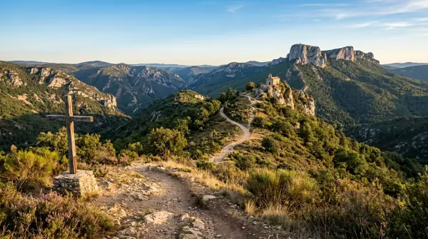 Rando célibataires — La Chapelle Saint-Vital et le Roc de Bessède depuis la Croix des Baussels