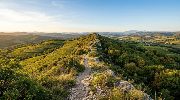 Rando célibataires — Chemin de la crête entre vignes et bois à Ajac