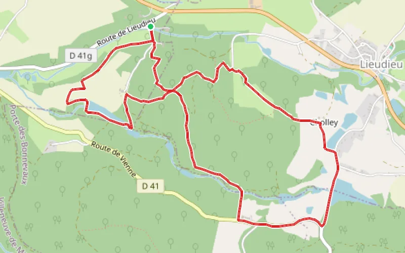 Tracé du parcours Circuit de l'Abbaye de Bonnevaux