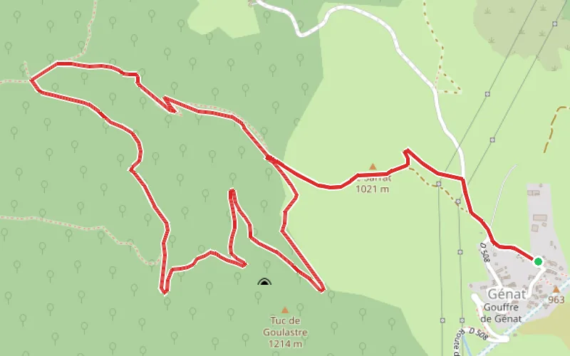 Tracé du parcours Forêt de Génat - Itinéraire n°2