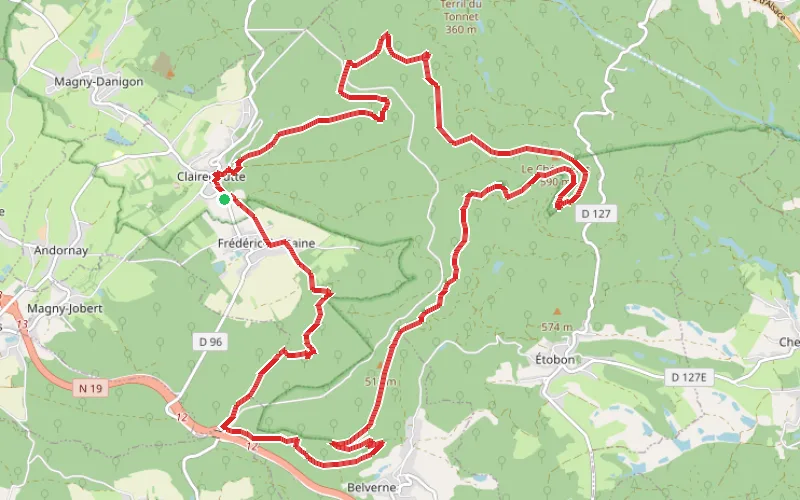 Tracé du parcours Tour du Massif du Chérimont