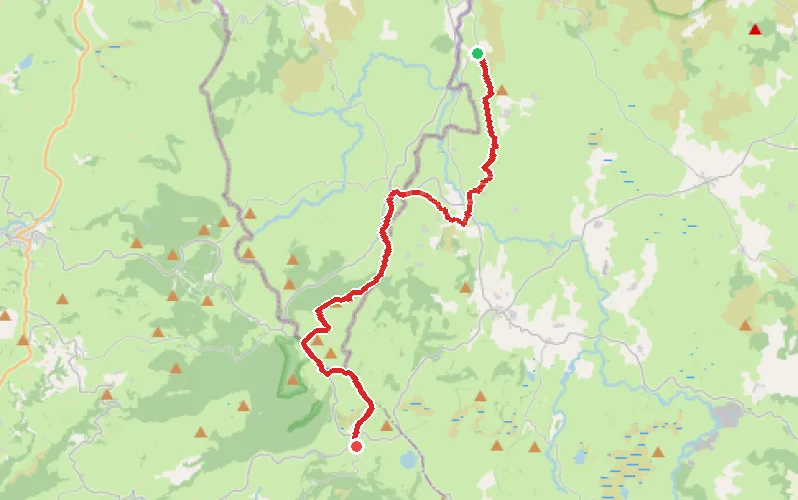 Tracé du parcours De Grandvals à la Dômerie d'Aubrac