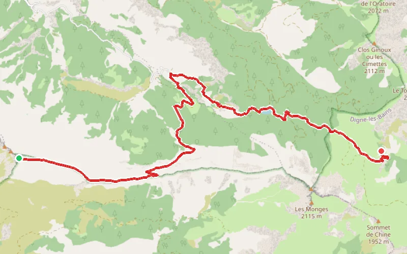 Tracé du parcours Des crêtes de la montagne de Jouère au Col de la Clapouse