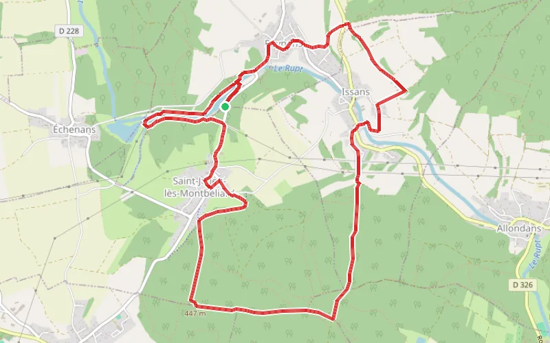 Tracé du parcours Tour des l'Étangs des Princes et découverte de Saint-Julien-lès-Montbéliard