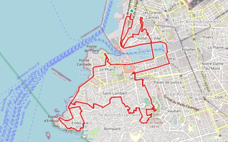 Tracé du parcours Visite des vieux quartiers de Marseille