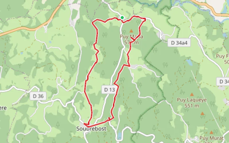 Tracé du parcours Sur les pas de Martin Nadaud