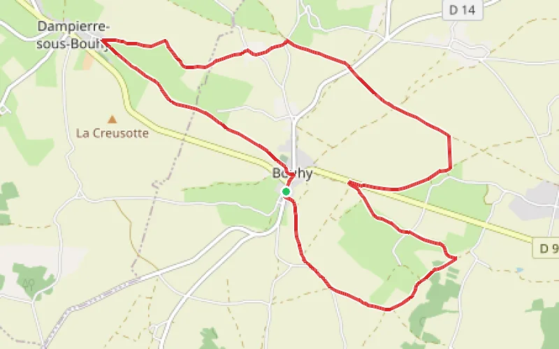 Tracé du parcours Circuit panoramique au départ de Bouhy
