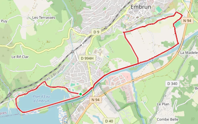 Tracé du parcours Embrun - Du lac à la falaise