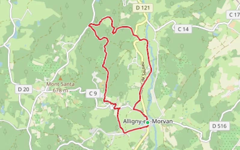 Tracé du parcours Boucle autour de la Place