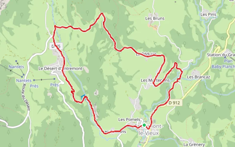 Tracé du parcours Circuit du Désert-des-Entremonts au départ d'Épernay