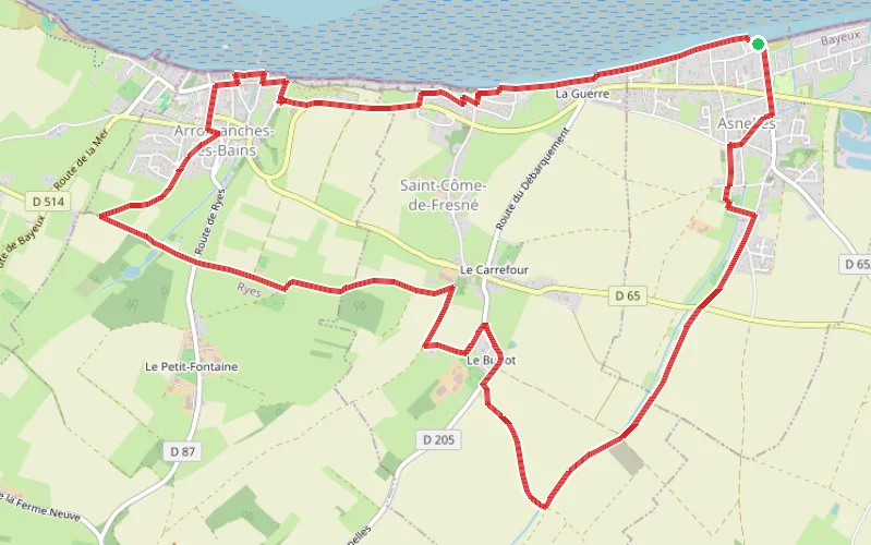 Tracé du parcours Boucle d'Asnelles à Arromanches