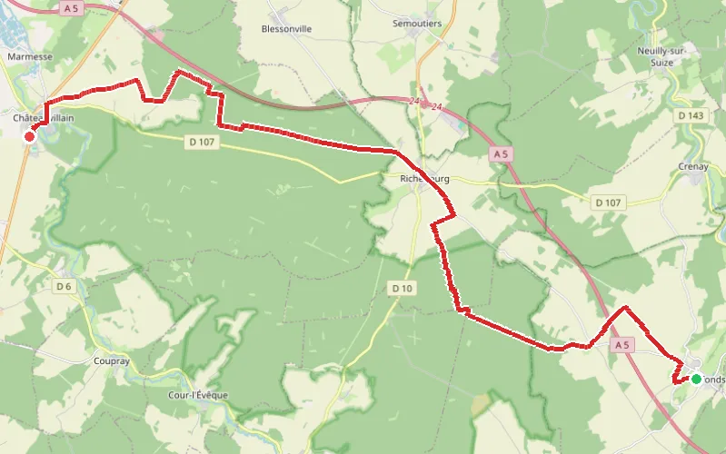 Tracé du parcours Leffonds - Châteauvillain