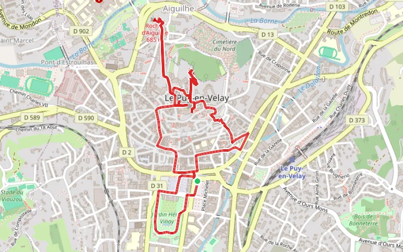Tracé du parcours Parcours découverte du Puy-en-Velay et de ses monuments
