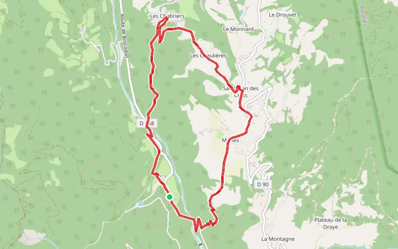 Tracé du parcours De l'Abbaye de Boscodon au hameau de Saint-Jean
