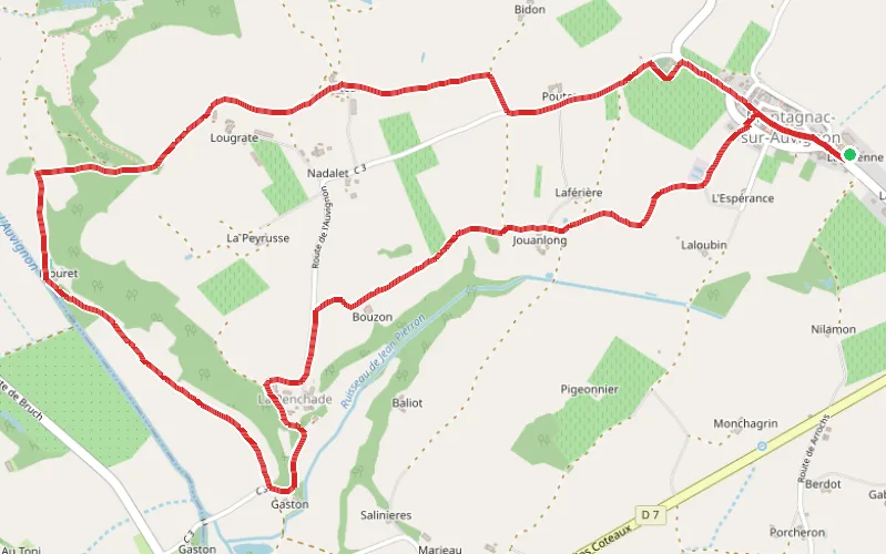 Tracé du parcours Petite boucle de Montagnac-sur-Auvignon