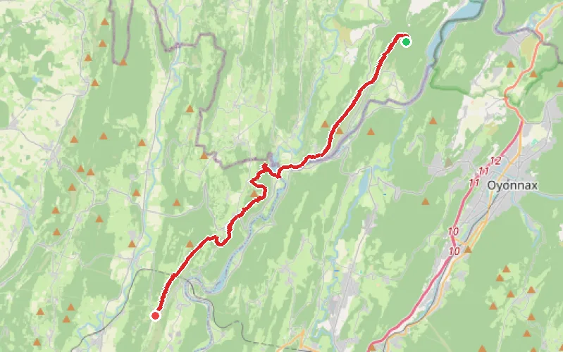 Tracé du parcours Pic d'Oliferne - Grand Corent