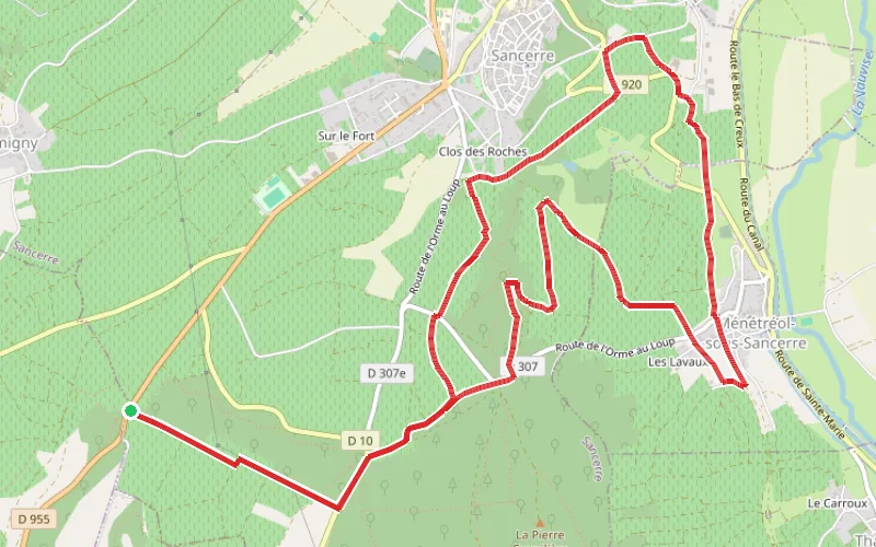 Tracé du parcours Boucle au pied de Sancerre