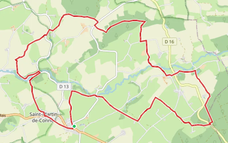 Tracé du parcours Collines et vallée d'Orthe au départ de Saint-Pierre-sur-Orthe