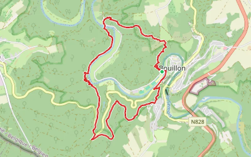 Tracé du parcours En passant par le pont suspendu de l'Épine