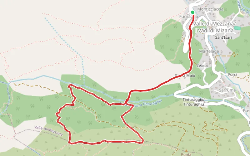 Tracé du parcours Le Chemin des Charbonniers, variante par les crêtes, au départ de Poggiale