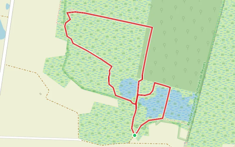 Tracé du parcours La Réserve Naturelle du Marais de Reuves