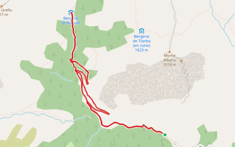 Tracé du parcours Les Bergeries de Ballone