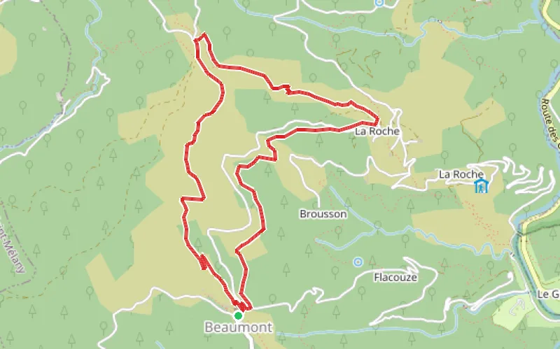 Tracé du parcours Sentier de découverte de Beaumont entre crêtes et forêts
