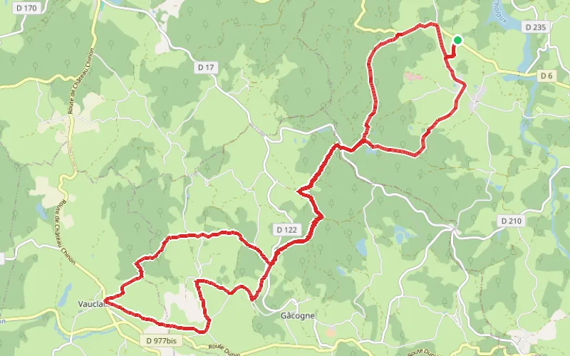 Tracé du parcours Une boucle sur les balcons du Morvan au départ du hameau de l'Huis Blin
