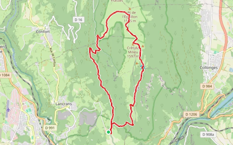 Tracé du parcours Les crets d'eau