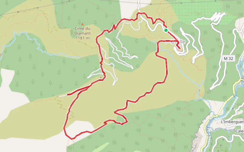 Tracé du parcours Crête et Sanctuaire de la Madonne d'Utelle