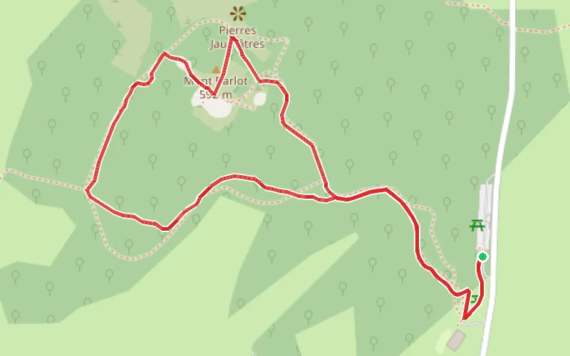 Tracé du parcours À la découverte des Pierres Jaumâtres