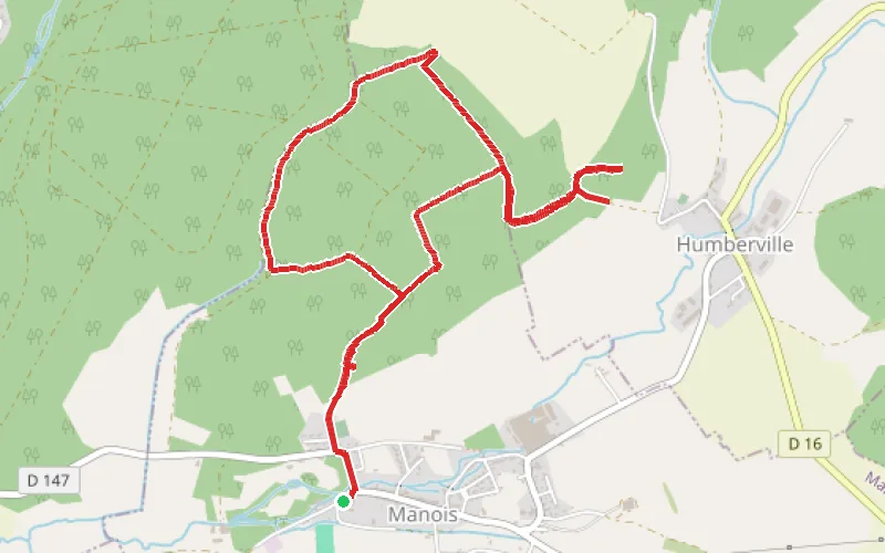 Tracé du parcours Vierges de Manois et d'Humberville