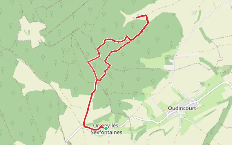 Tracé du parcours Abbaye de Soncourt et Fontaine d'Ormoy-lès-Sexfontaines