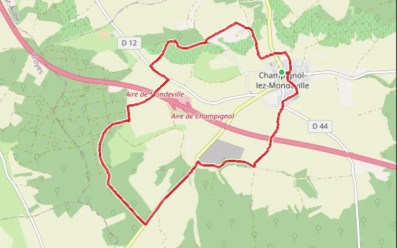 Tracé du parcours Vignes et bois autour de Champignol-lez-Mondeville