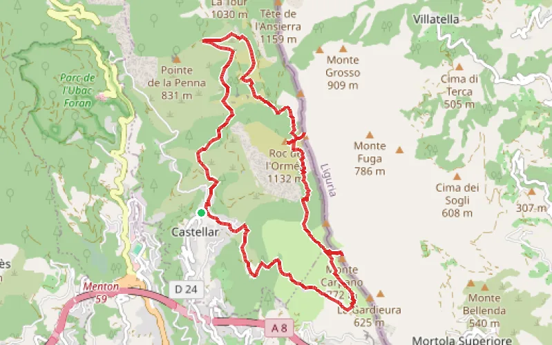 Tracé du parcours Cime de Restaud, Roc de l'Orméa et Mont Carpano