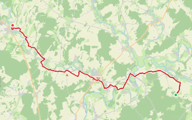 Tracé du parcours Vaudey - Champlitte