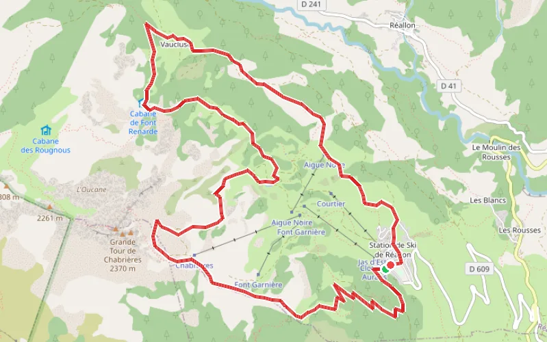 Tracé du parcours Aiguilles de Chabrières et Vaucluse