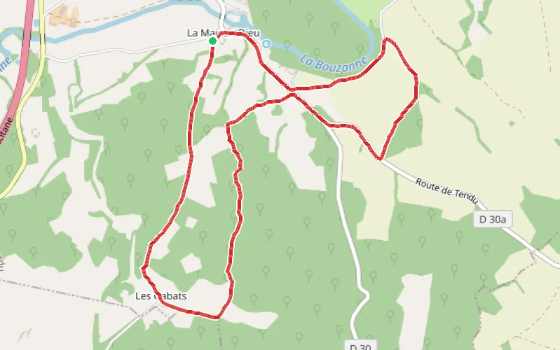 Tracé du parcours Châteaux, donjons et chemins creux autour deTendu
