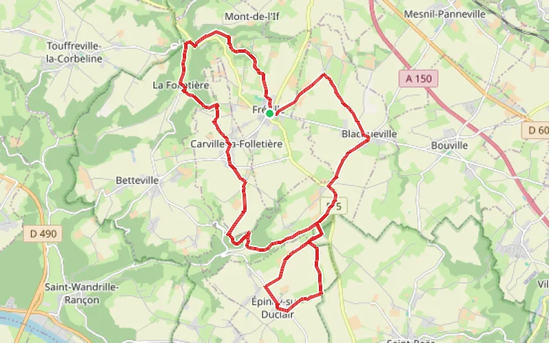 Tracé du parcours Une double boucle au départ de Fréville