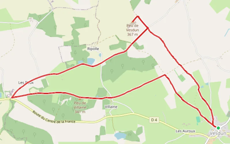 Tracé du parcours Les Peux de Vesdun
