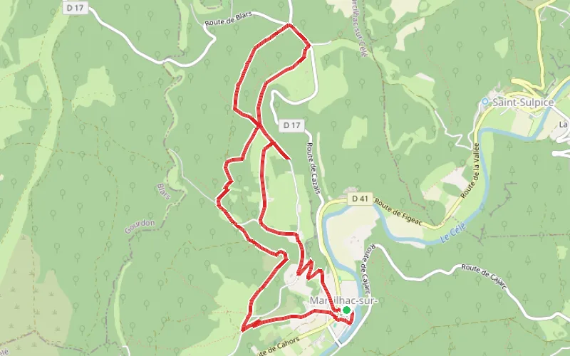 Tracé du parcours Boucle des caselles depuis Marcilhac-sur-Célé