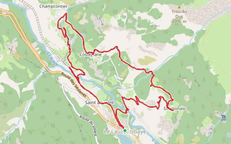 Tracé du parcours Autour de la Cascade de Costeplane