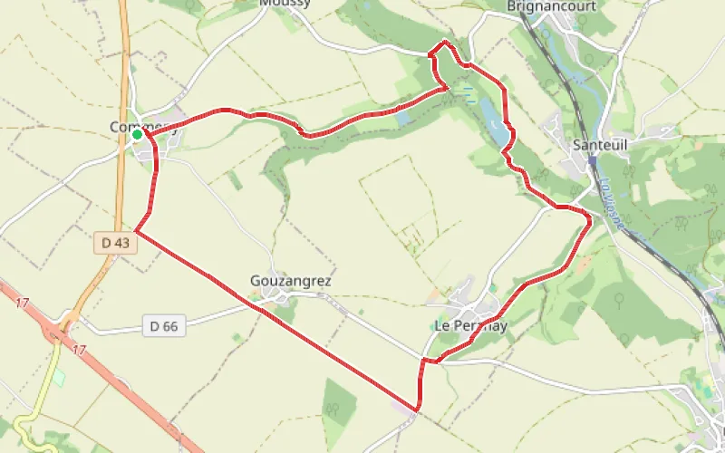 Tracé du parcours Boucle autour de Commeny