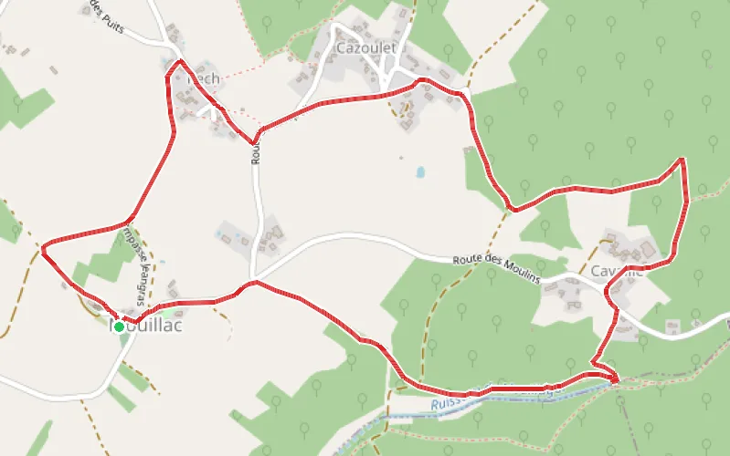Tracé du parcours Circuit des puits et fontaines de Mouillac