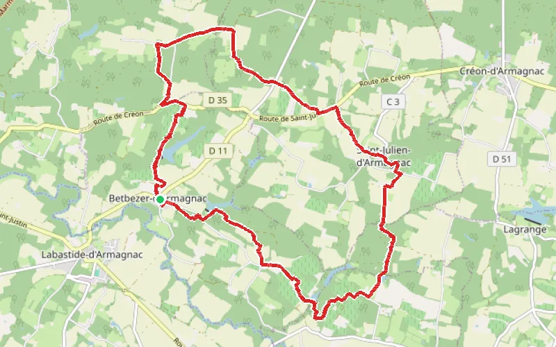 Tracé du parcours Circuit de La Motte de Saint-Julien-d'Armagnac