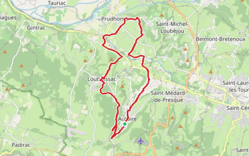 Tracé du parcours Boucle entre Autoire et le Château de Castelnau-Bretenoux