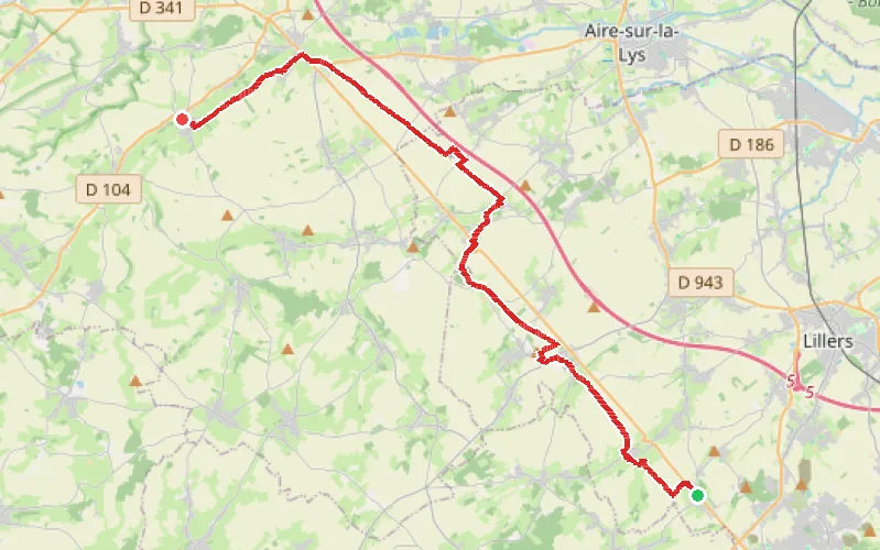 Tracé du parcours Ferfay-Delettes