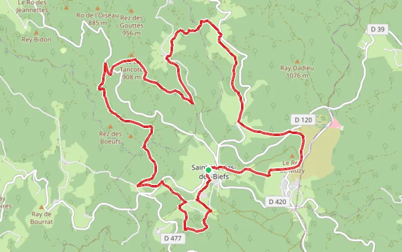 Tracé du parcours Boucle autour de Saint-Nicolas-des-Biefs